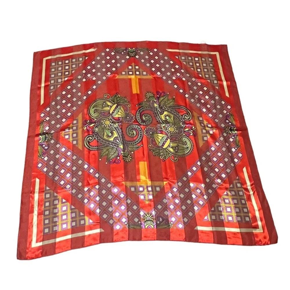Unbranded‎ Floral Muti Geometric Paisley Square Scarf